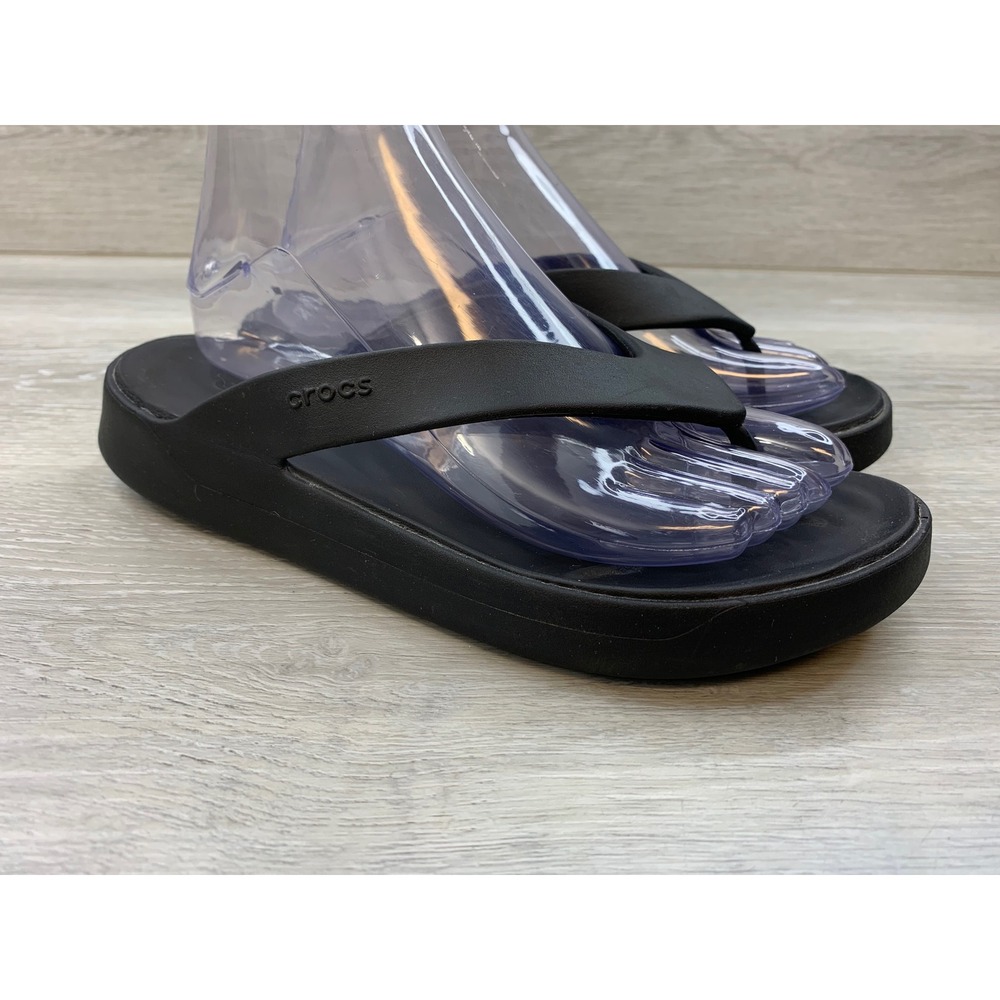 Crocs Brooklyn Low Wedge Flip Flops Black LiteRide Comfort Sandals Women's 8